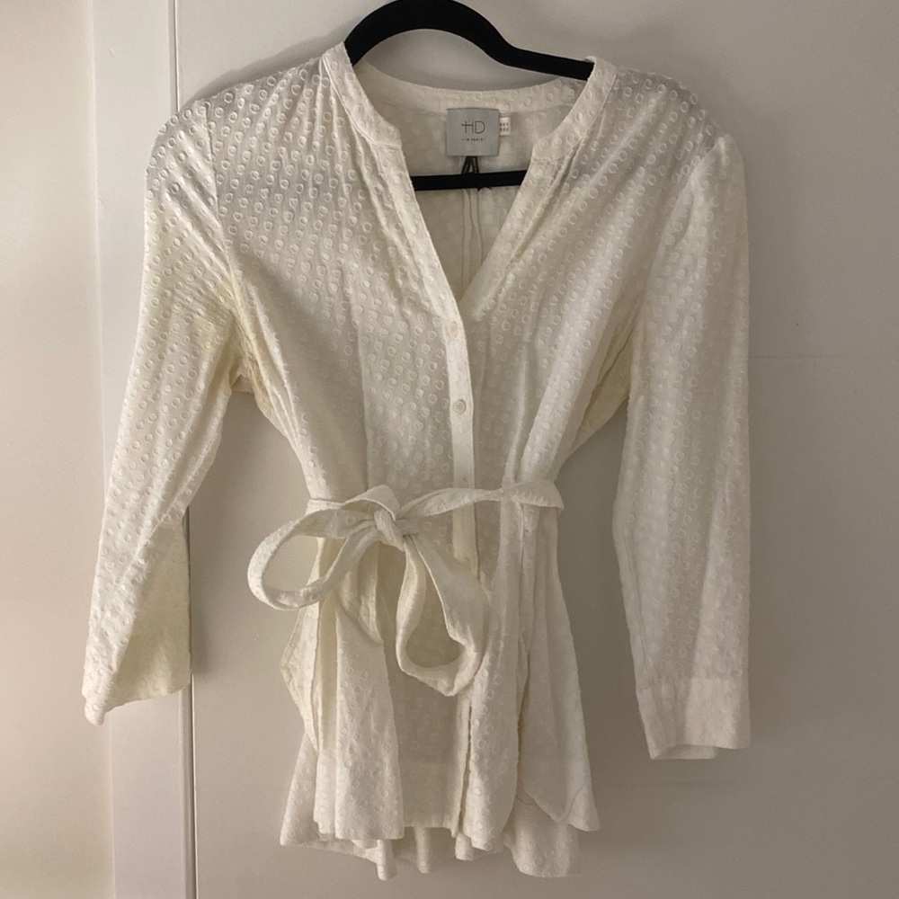 Anthropologie button up shirt with bow